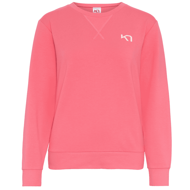 Kari Traa Kari Crew sweater in bubblegum pink with a round neck, raglan sleeves, and small logo on the chest.
