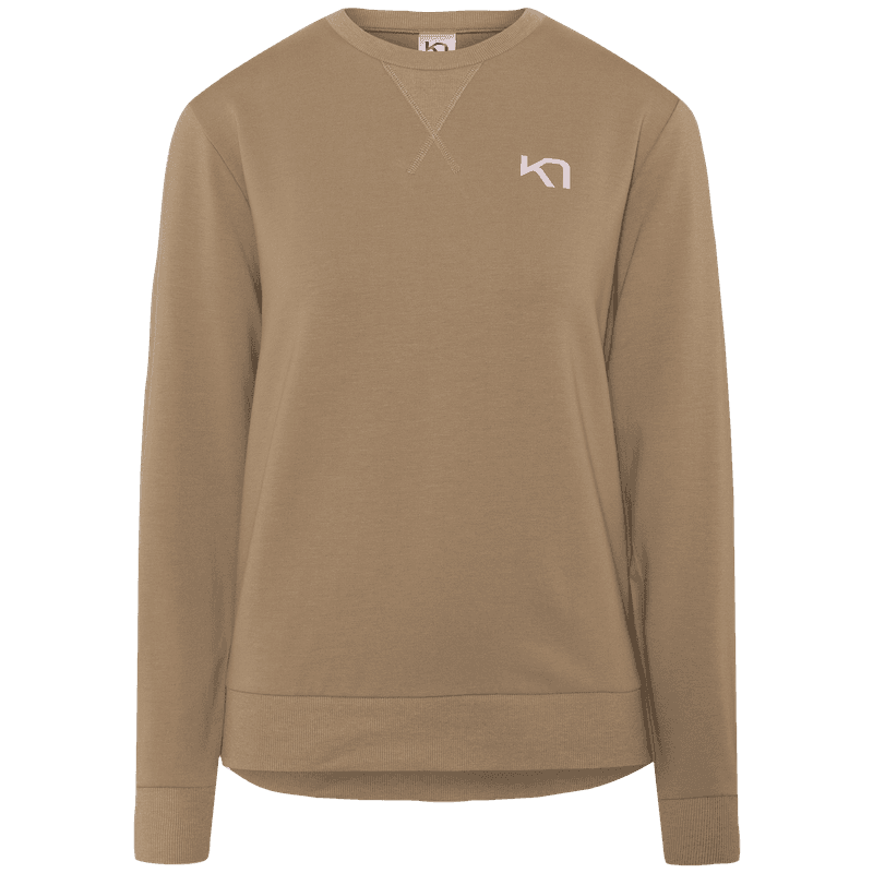 Kari Traa Kari Crew sweater in a versatile mocha brown, featuring a round neck and embroidered chest logo.