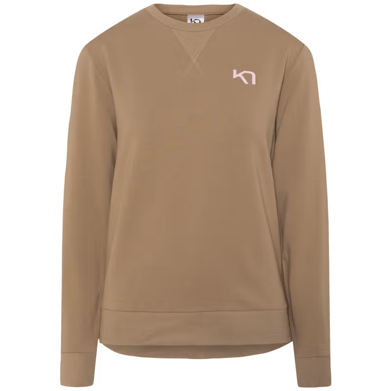 Kari Traa Kari Crew sweater in a versatile mocha brown, featuring a round neck and embroidered chest logo.