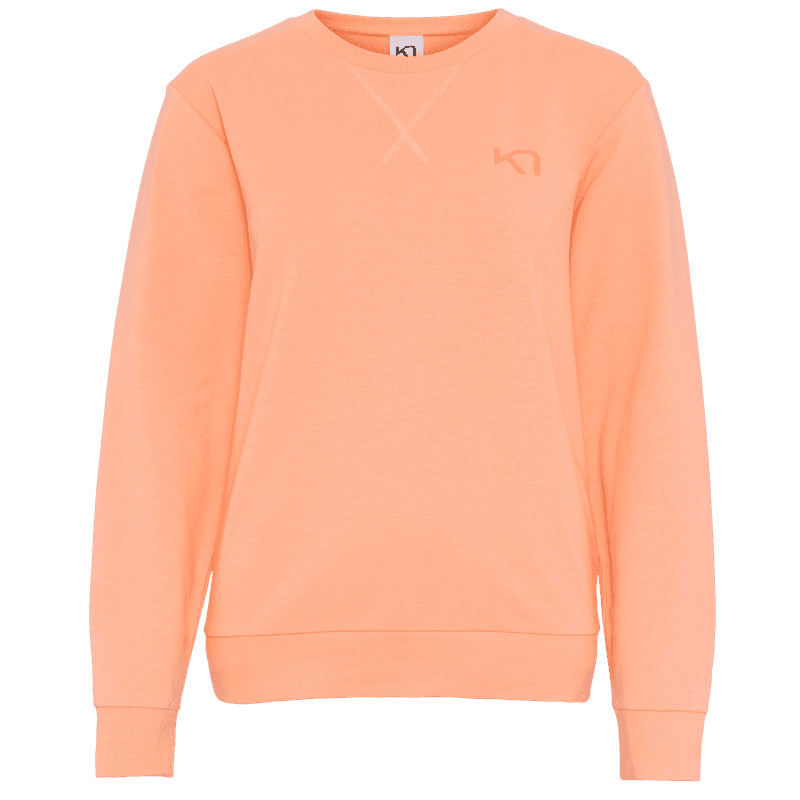 Kari Traa Kari Crew sweater in pastel orange with a round neck, raglan sleeves, and small logo on the chest.