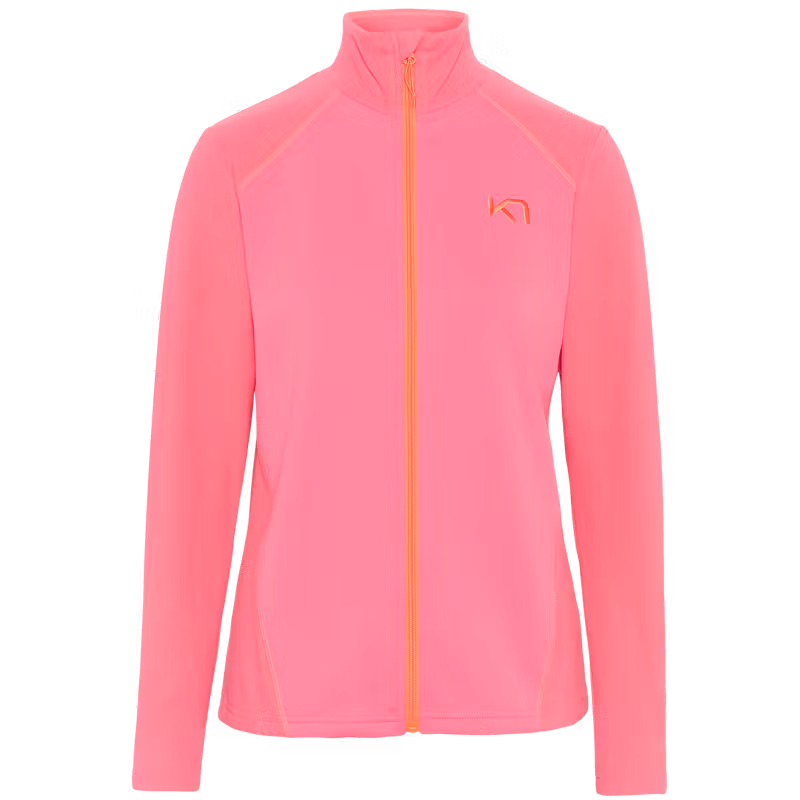 Pink Kari Traa Kari Full Zip Fleece with a soft brushed interior and cozy high collar to keep you warm and snug.