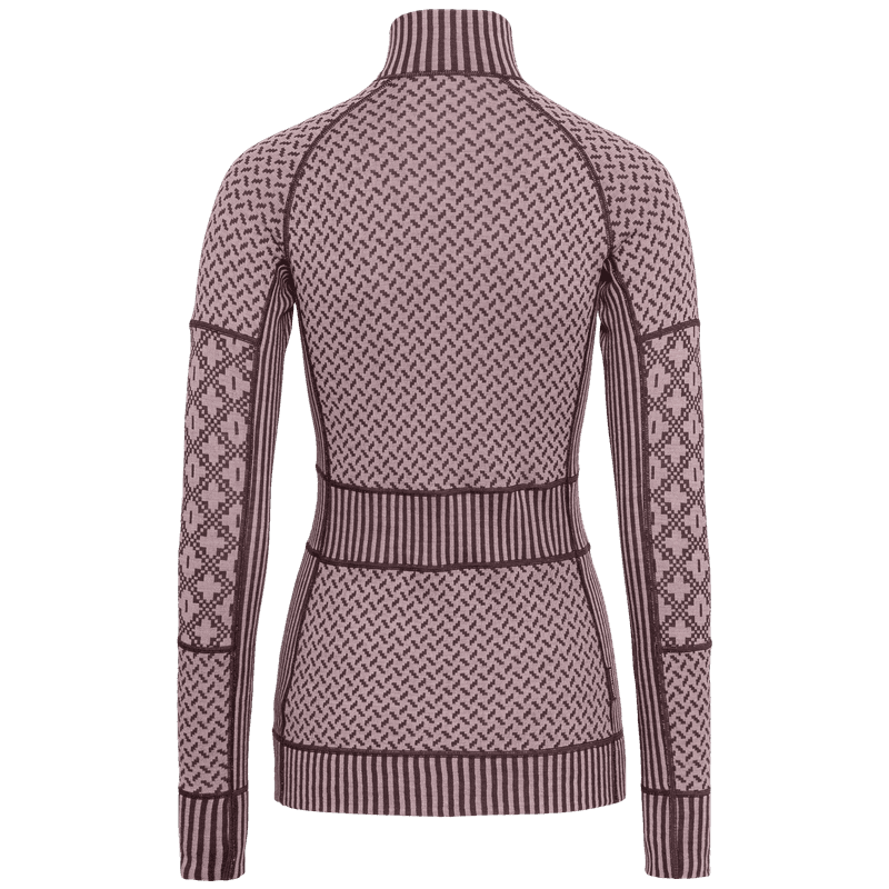 Back view of the dusty rose Kari Traa Smekker Half Zip Base Layer, crafted with ultra-soft merino wool for a luxurious feel.
