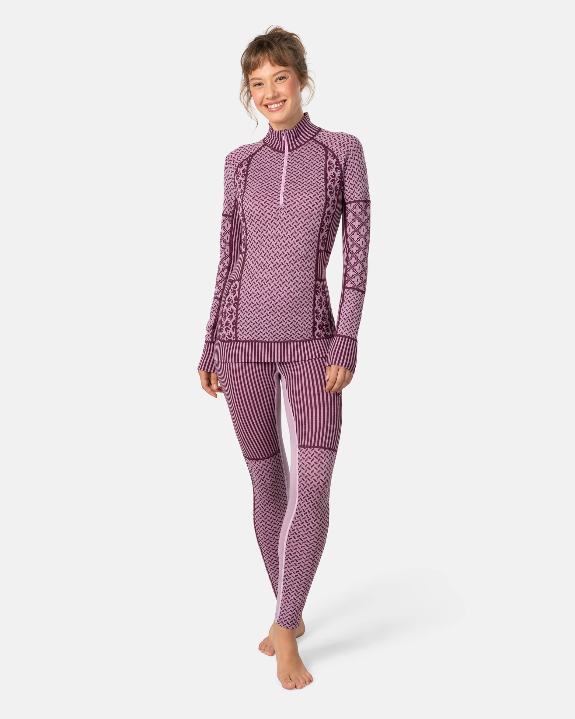 Smekker Half Zip Base Layer - 100% Merino Wool - Light Purple