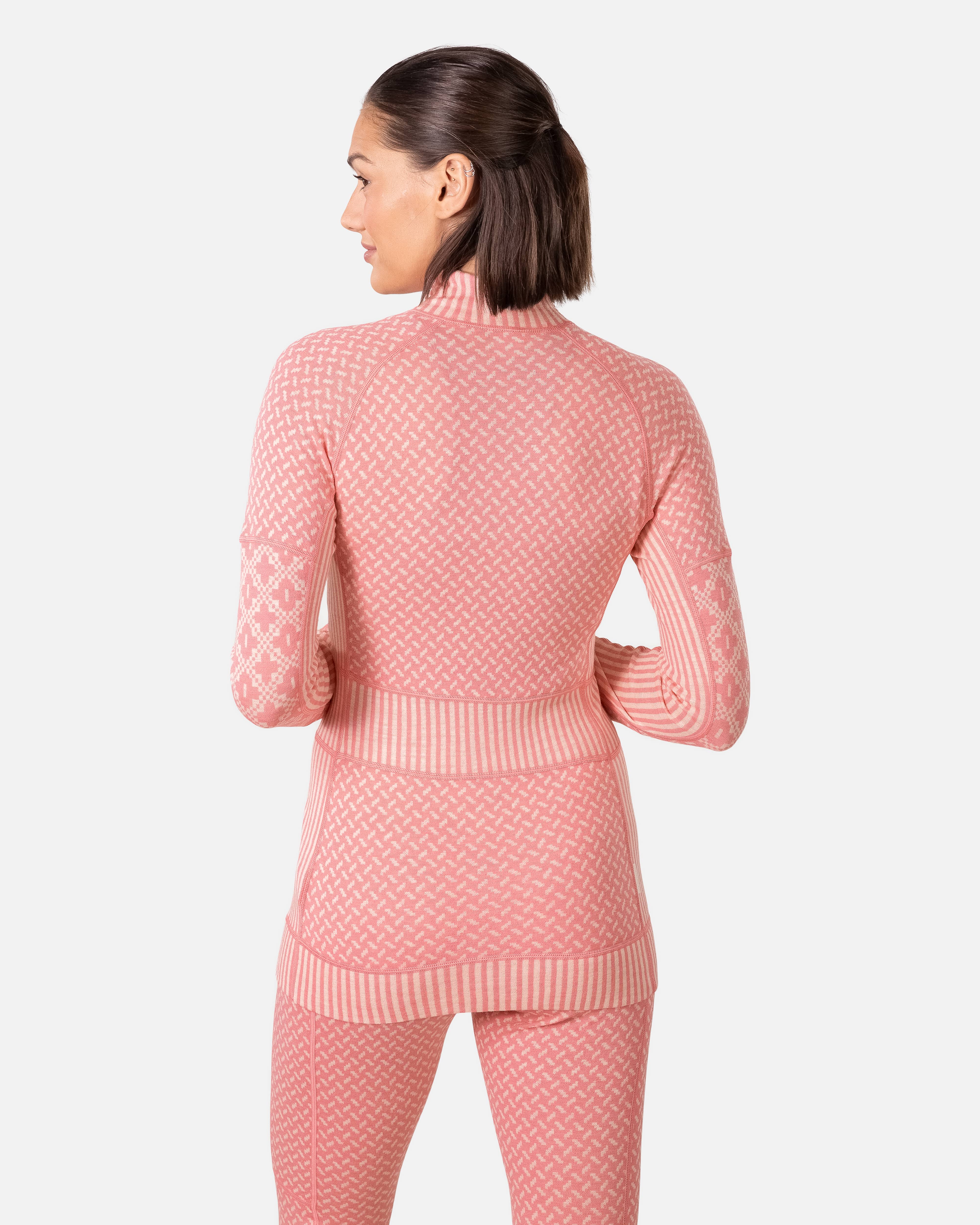 Smekker Half Zip Base Layer - 100% Merino Wool - PASTEL DUSTY PINK