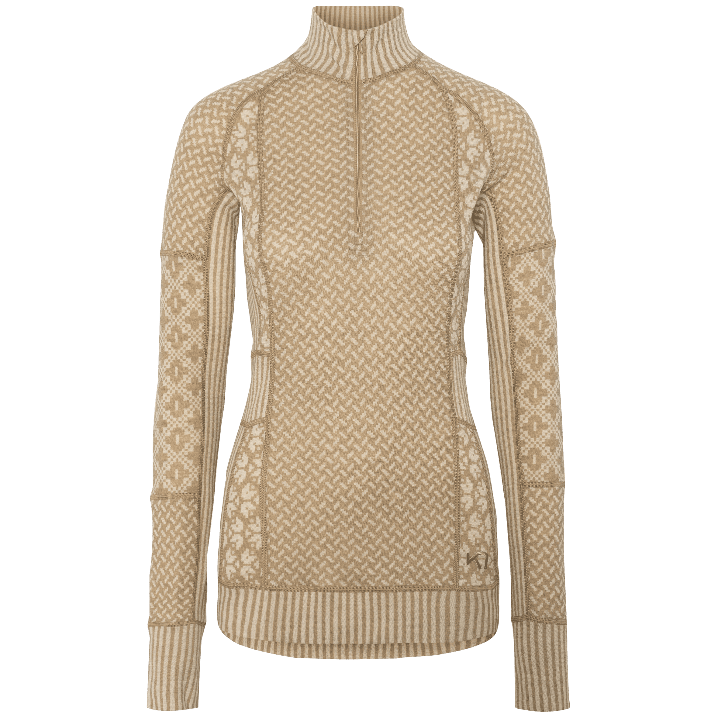 Smekker Half Zip Base Layer - 100% Merino Wool - Light Brown