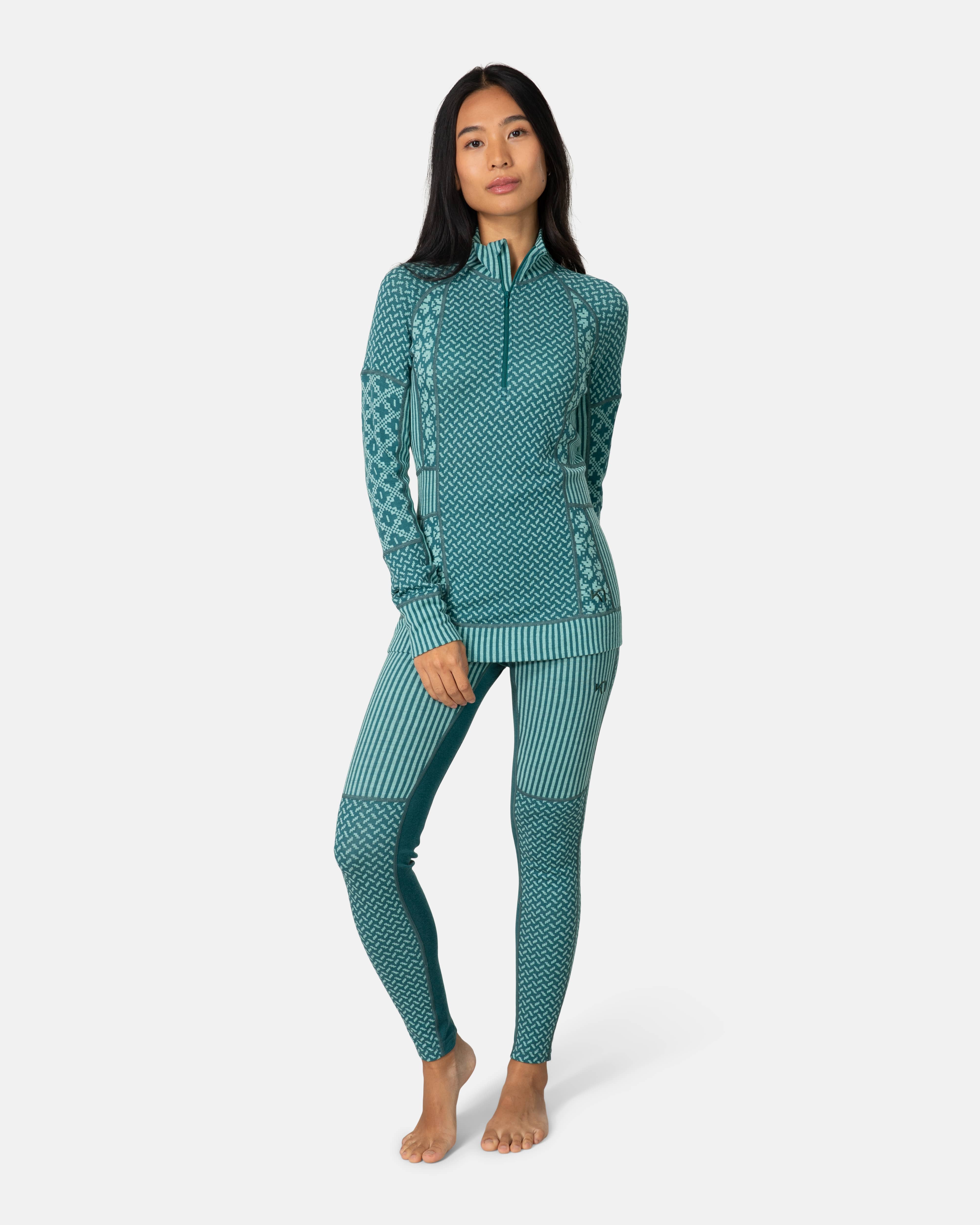 Smekker Half Zip Base Layer - 100% Merino Wool - PEACOCK