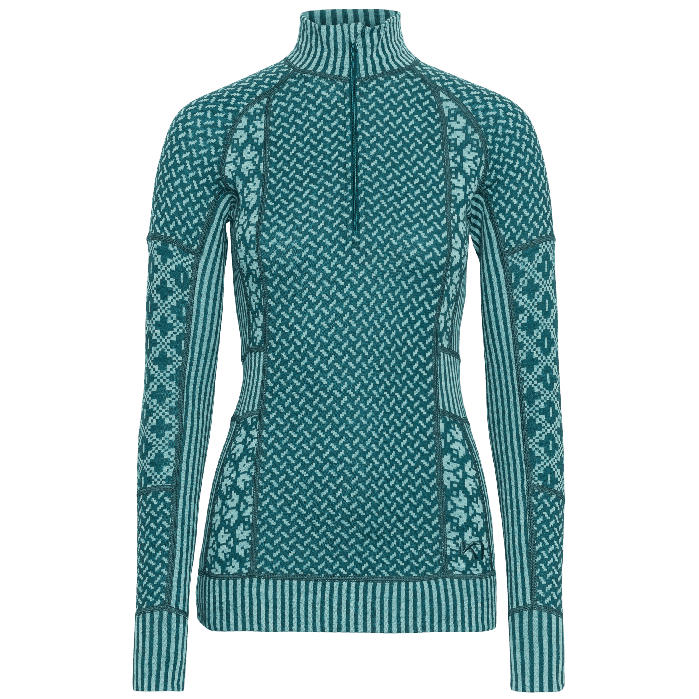 Smekker Half Zip Base Layer - 100% Merino Wool - PEACOCK