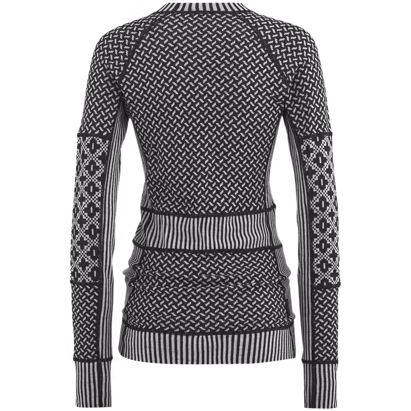Back of the black Kari Traa Smekker Long Sleeve, highlighting the different knit patterns that create a flattering shape.