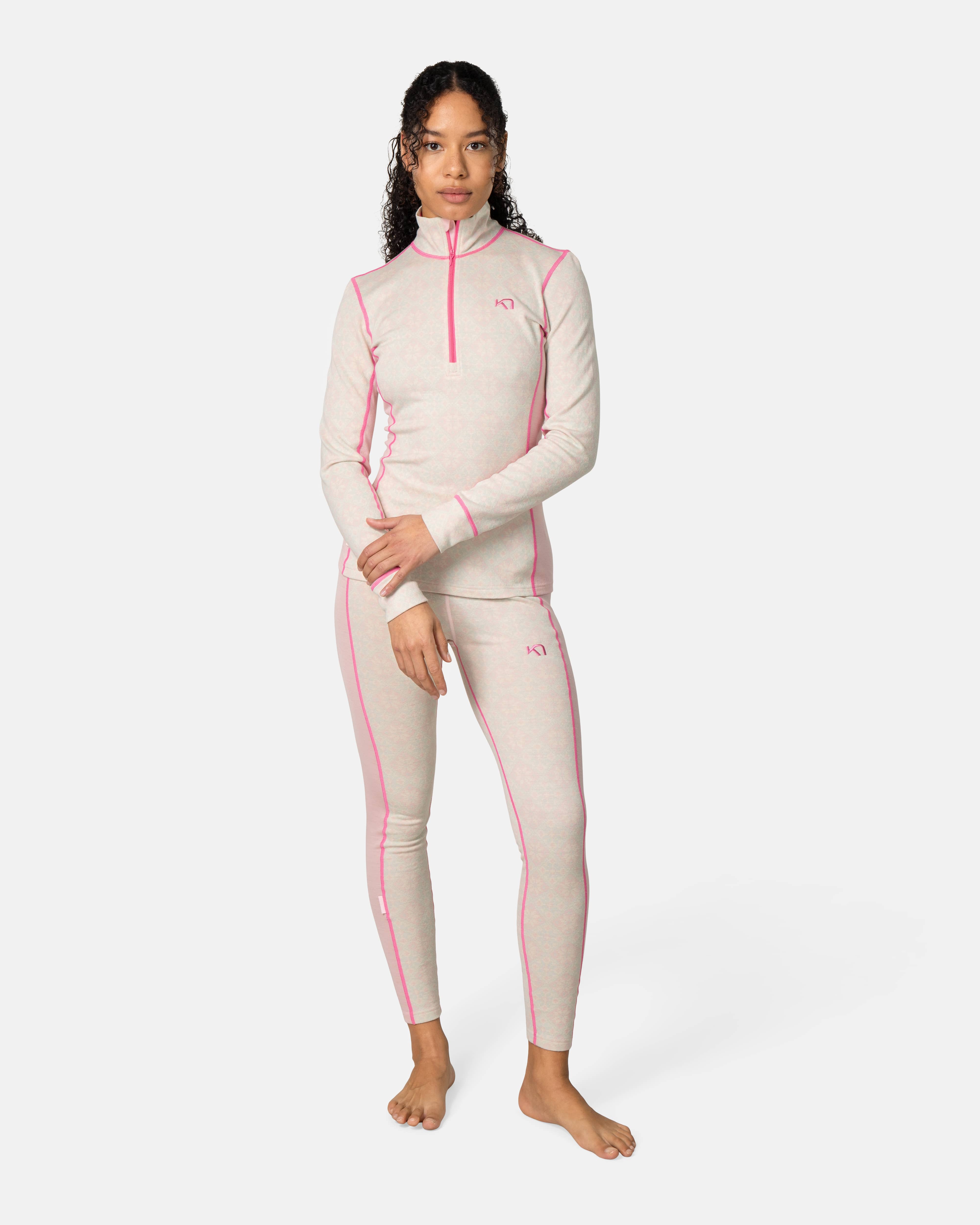 Rose High Waist Pants – 100% Merino Wool Base Layer - COTTON CANDY