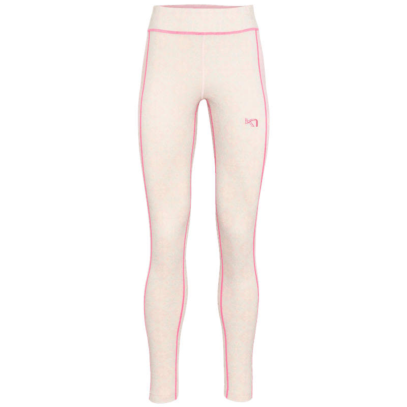 Kari Traa Rose High Waist Pants in cotton candy, a 100% Merino wool base layer with a jacquard knit waistband.