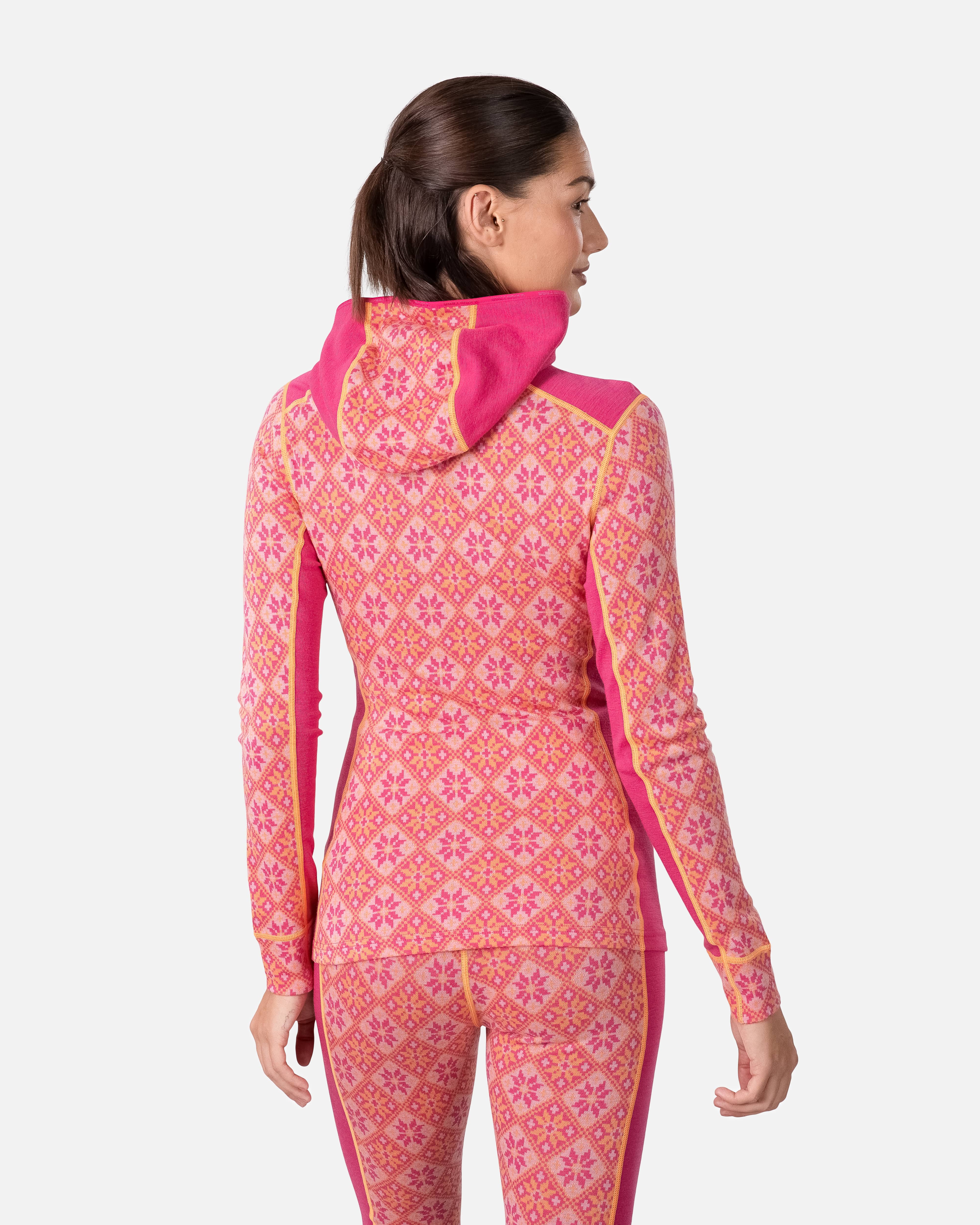 Rose Base Layer Hoodie - 100% Merino Wool - Berry Pink