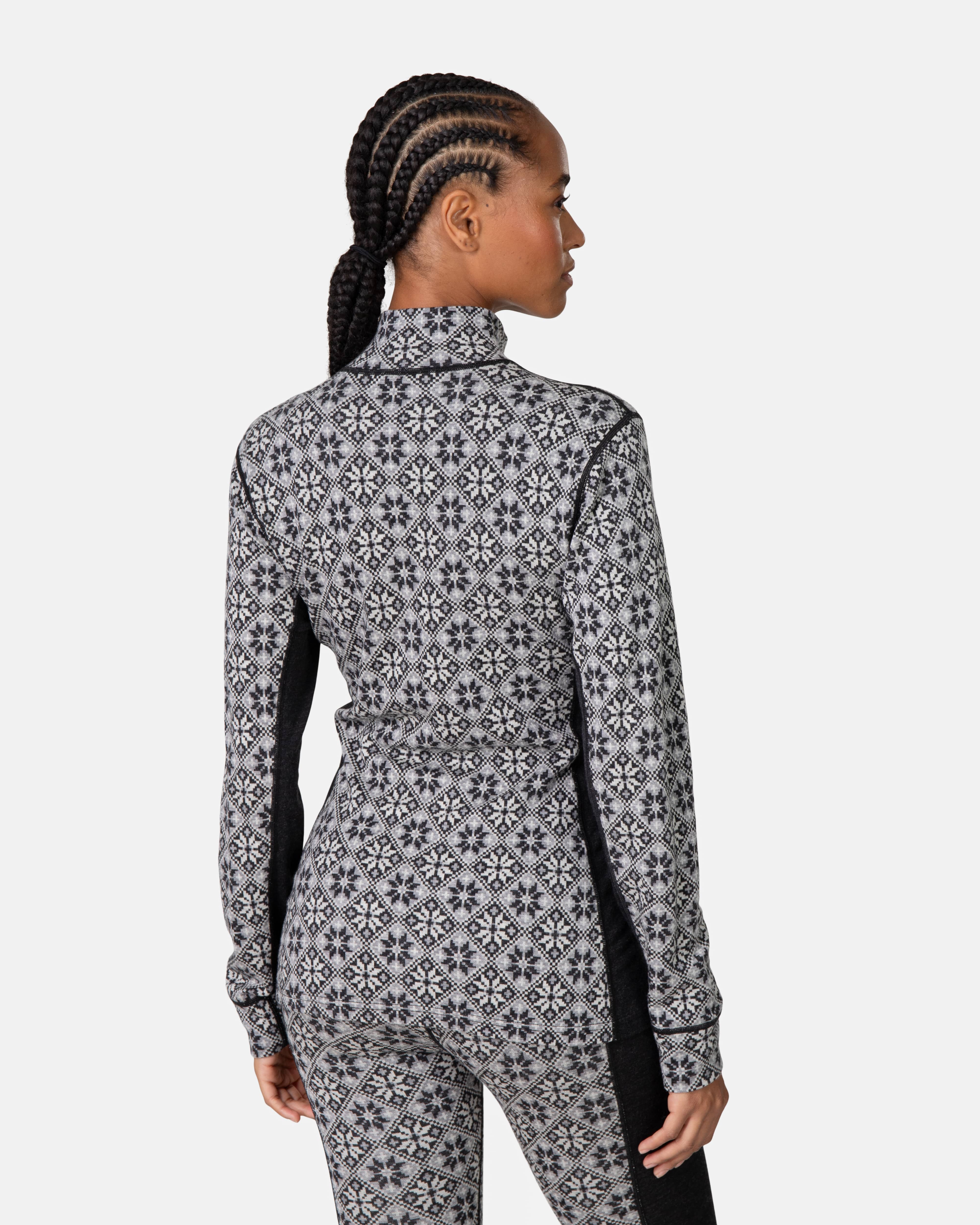 Rose Half Zip Base Layer Top - 100% Merino Wool - Black