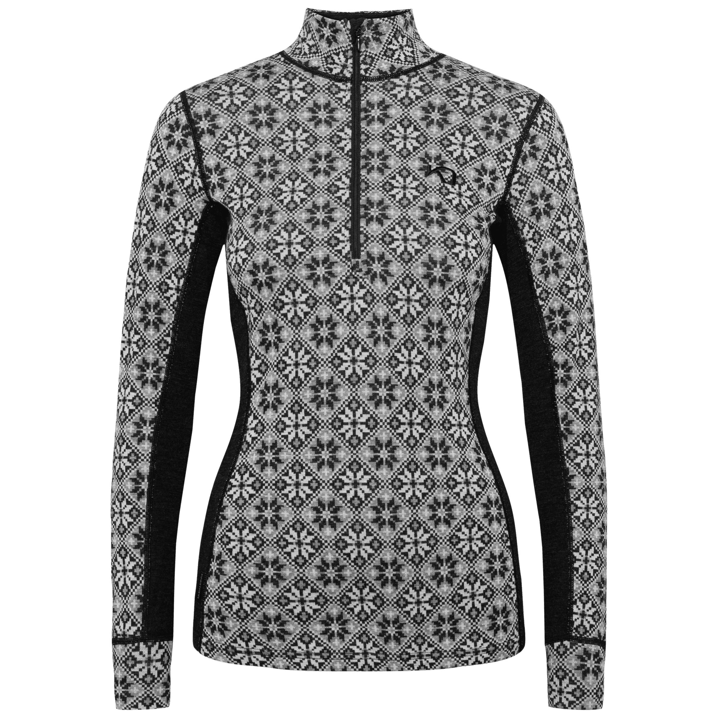 Rose Half Zip Base Layer Top - 100% Merino Wool - Black