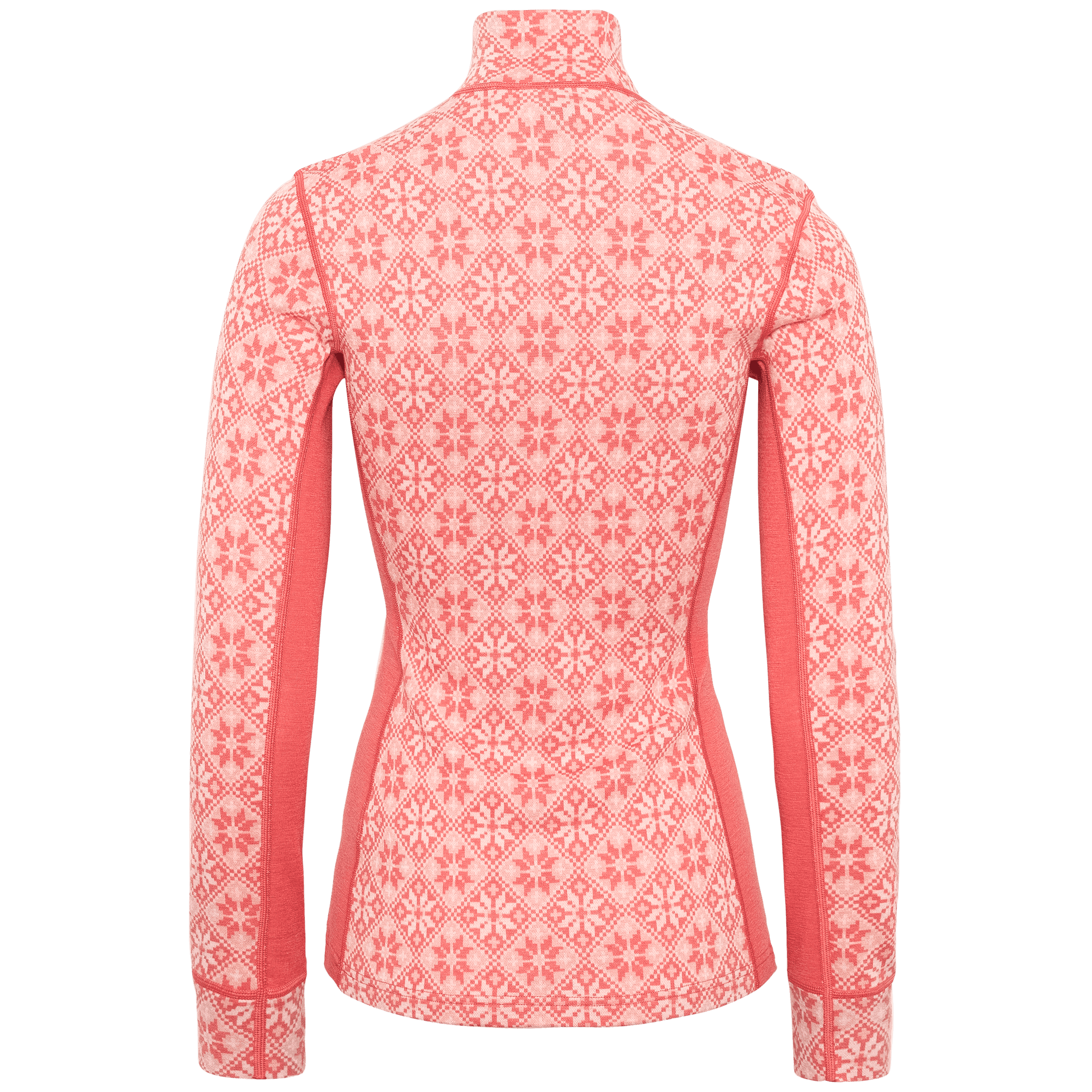 Rose Half Zip Baselayer Top - 100% Merino Wool - Candy Coral