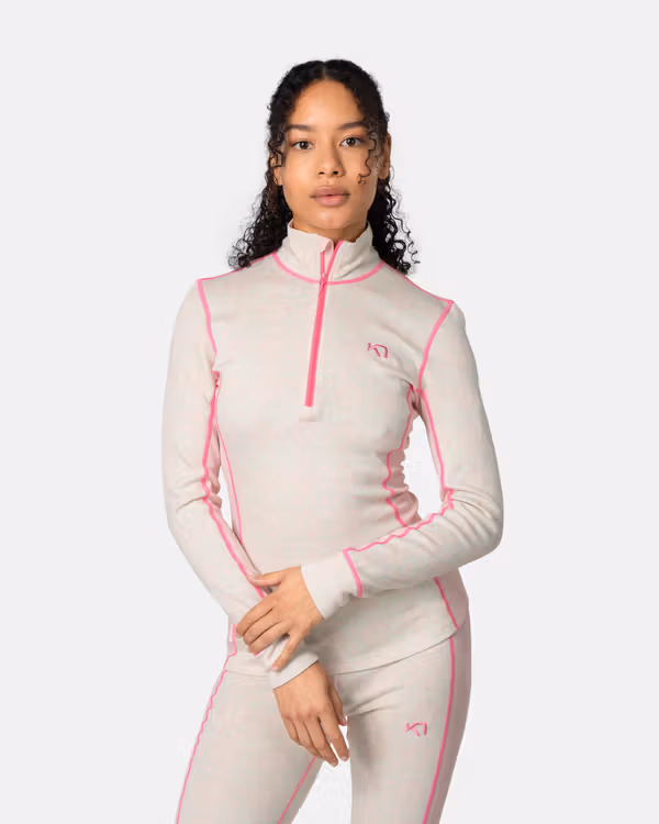 Rose Half Zip Base Layer Top - 100% Merino Wool