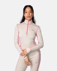 Rose Half Zip Base Layer Top - 100% Merino Wool