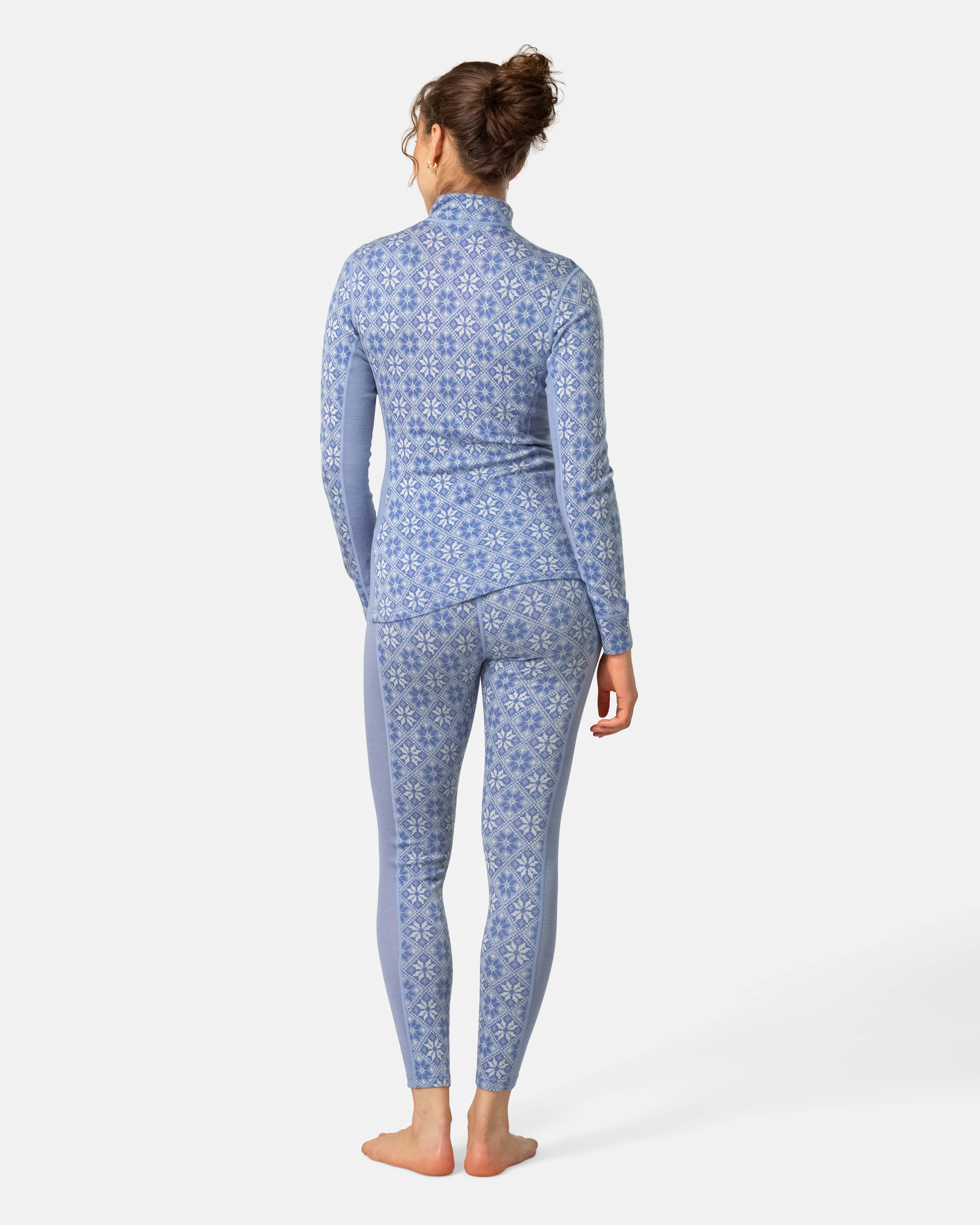 Rose Half Zip Base Layer Top - 100% Merino Wool - IRIS Blue