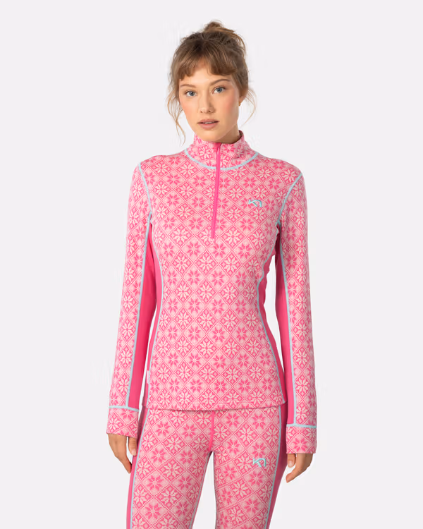 Rose Half Zip Baselayer Top - 100% Merino Wool