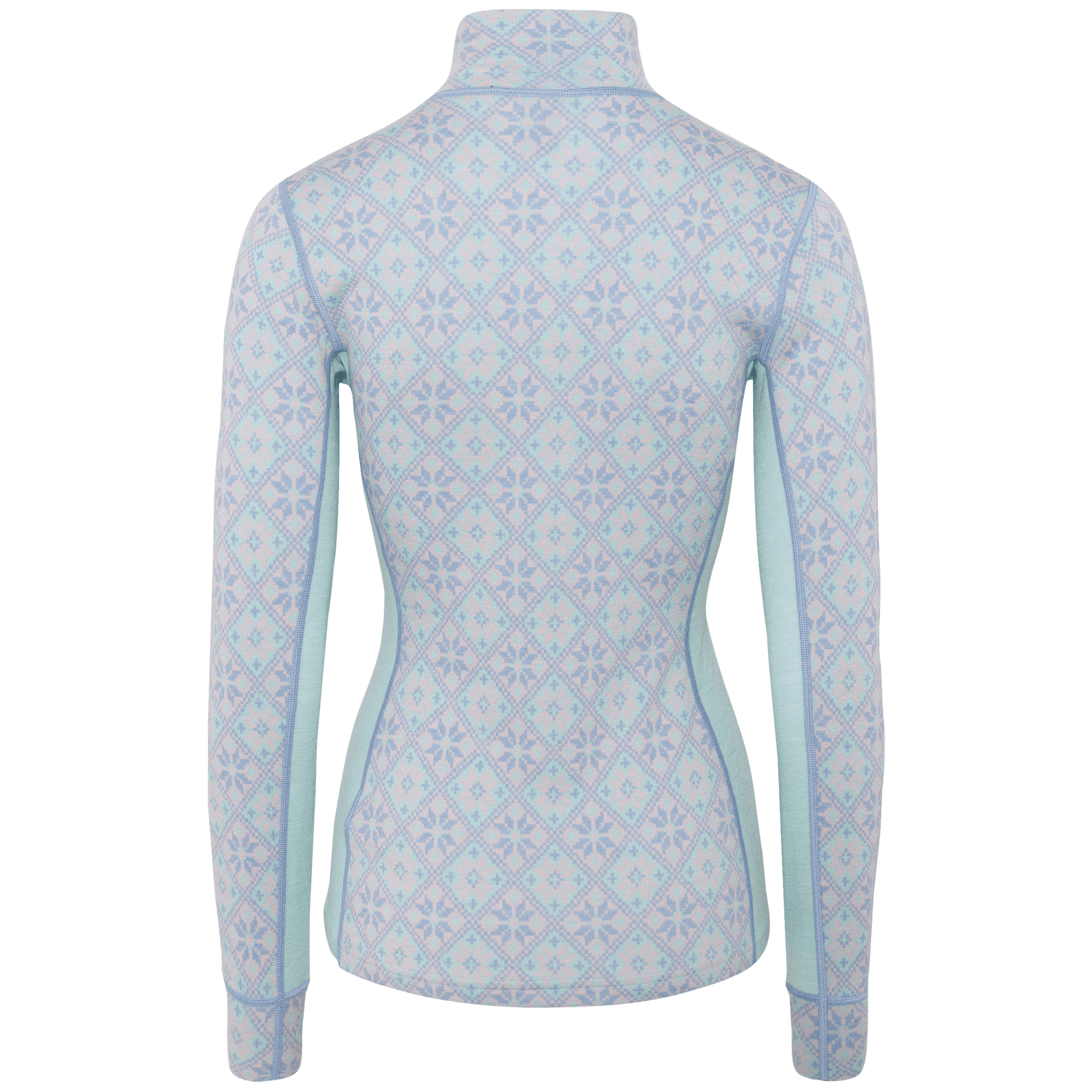 Rose Half Zip Base Layer Top - 100% Merino Wool - Bright Turquoise