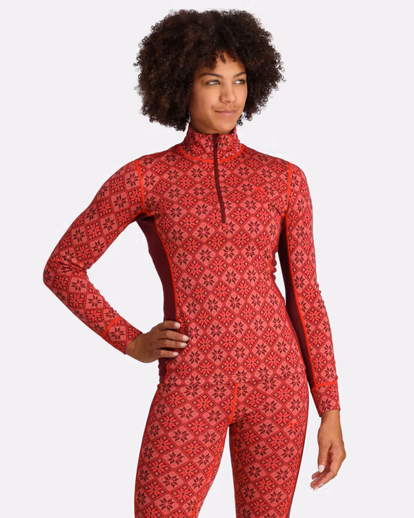 Rose Half Zip Base Layer Top - 100% Merino Wool