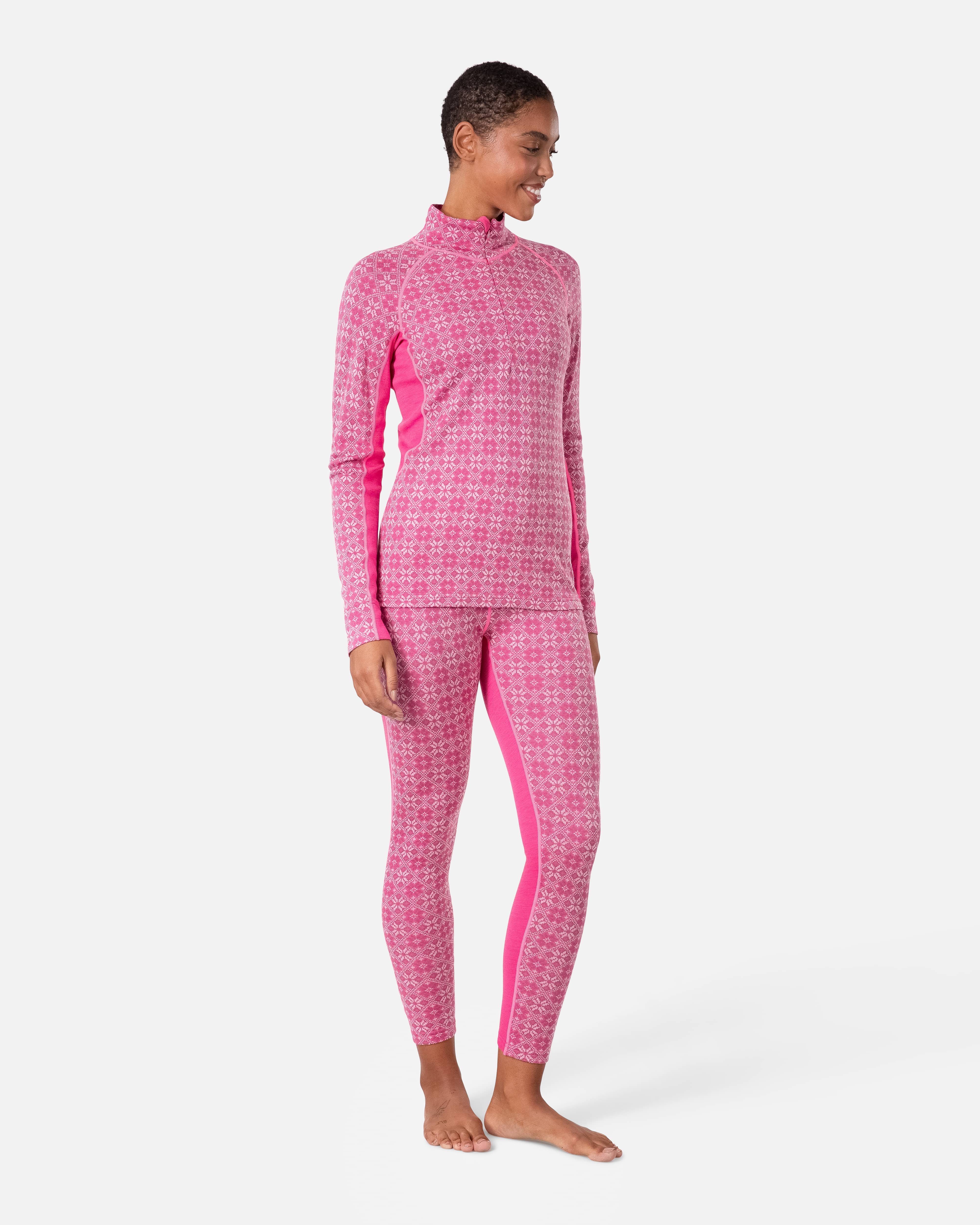 Rose Light Base Layer Half Zip - Berry Pink