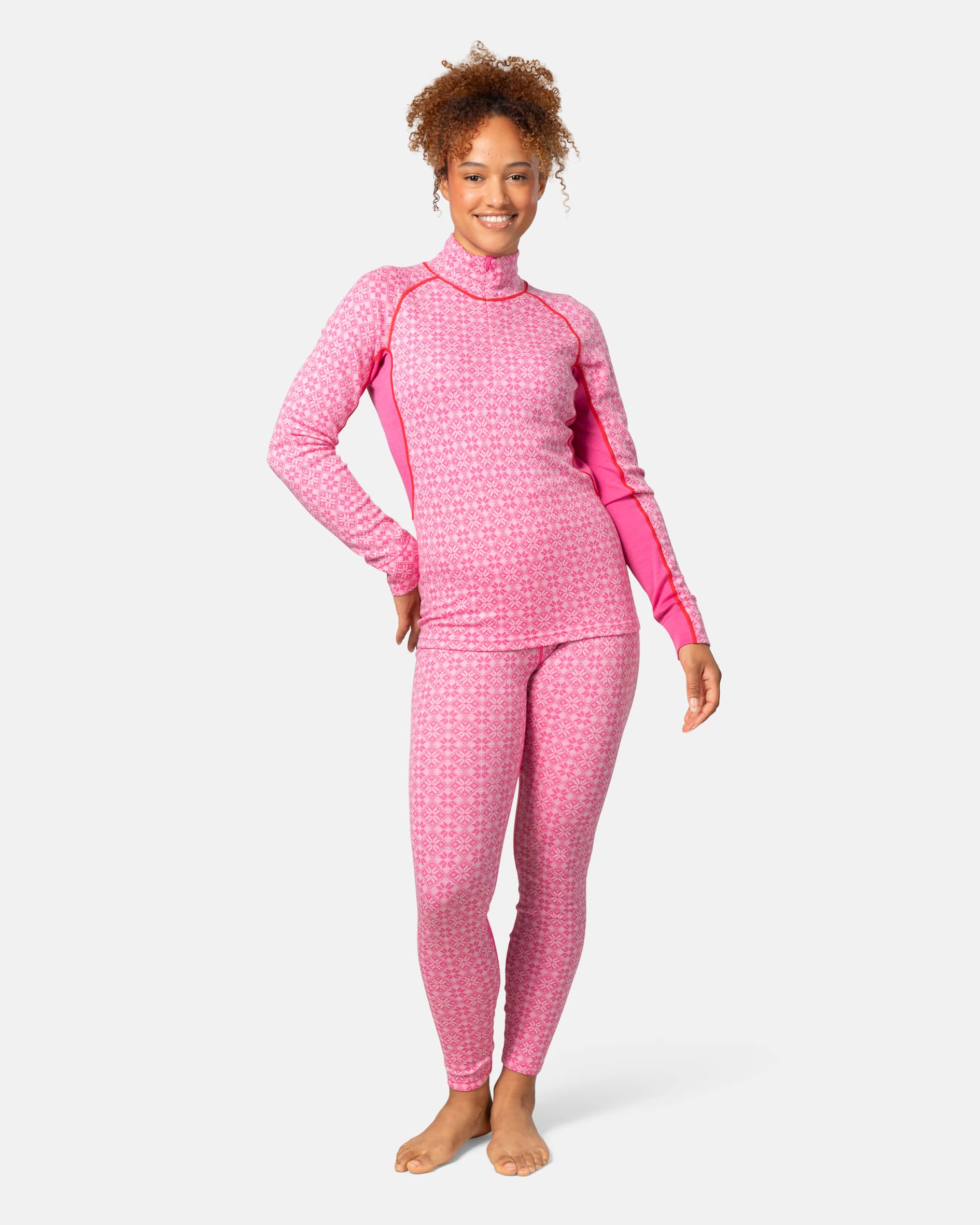 Rose Light Baselayer Half Zip - Bright Pink