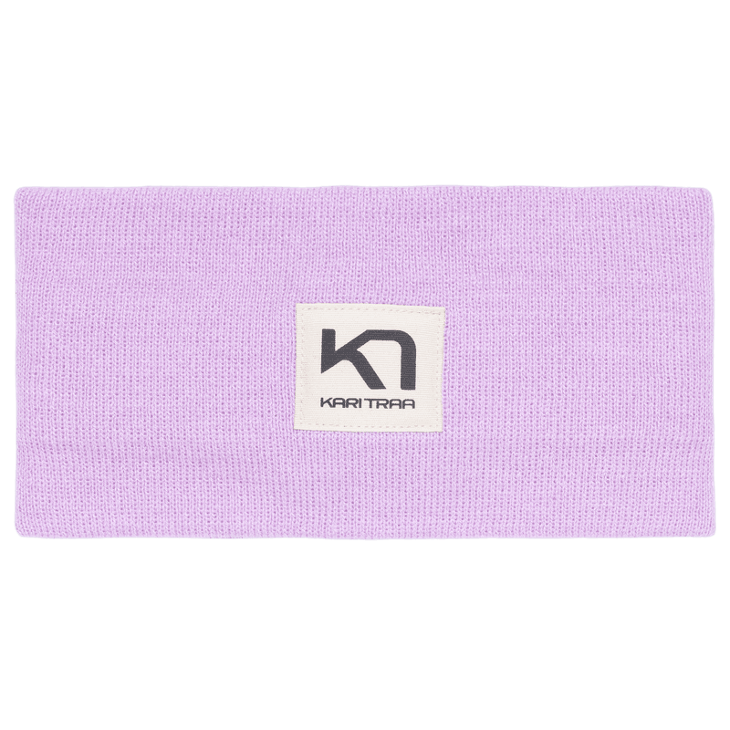 Lavender Kari Traa Røthe Headband in a casual rib knit with a double-layer design and front logo patch.