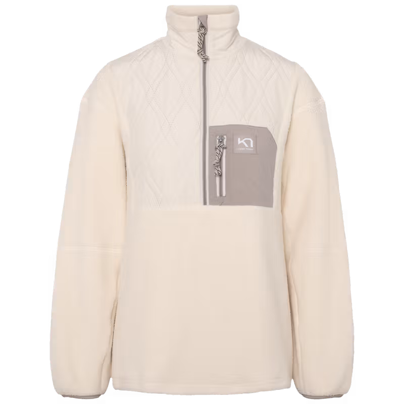 Cream Kari Traa Røthe Half Zip, a cozy pile-fleece with a quilted nylon chest pocket for added warmth.