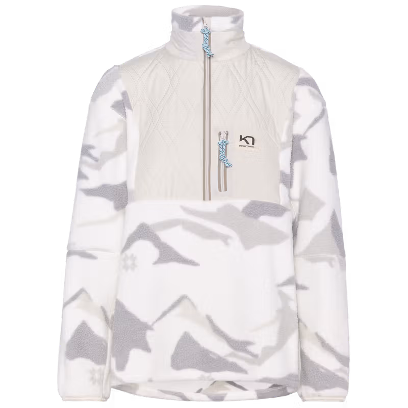 White camo Kari Traa Røthe Half Zip pullover with a quilted upper part and secure chest pocket.