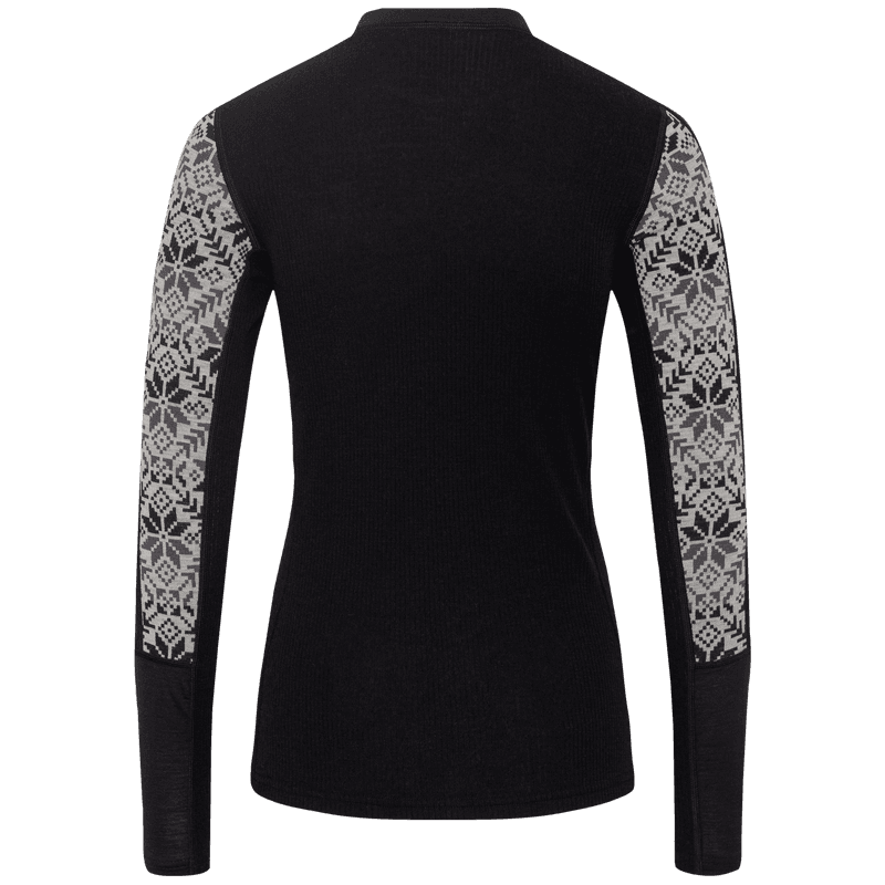 Back of the black Kari Traa Anna Long Sleeve, featuring flatlock seams to prevent chafing.