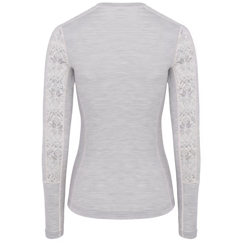 Back of the grey Kari Traa Anna Long Sleeve, highlighting the underarm panels for added ventilation.