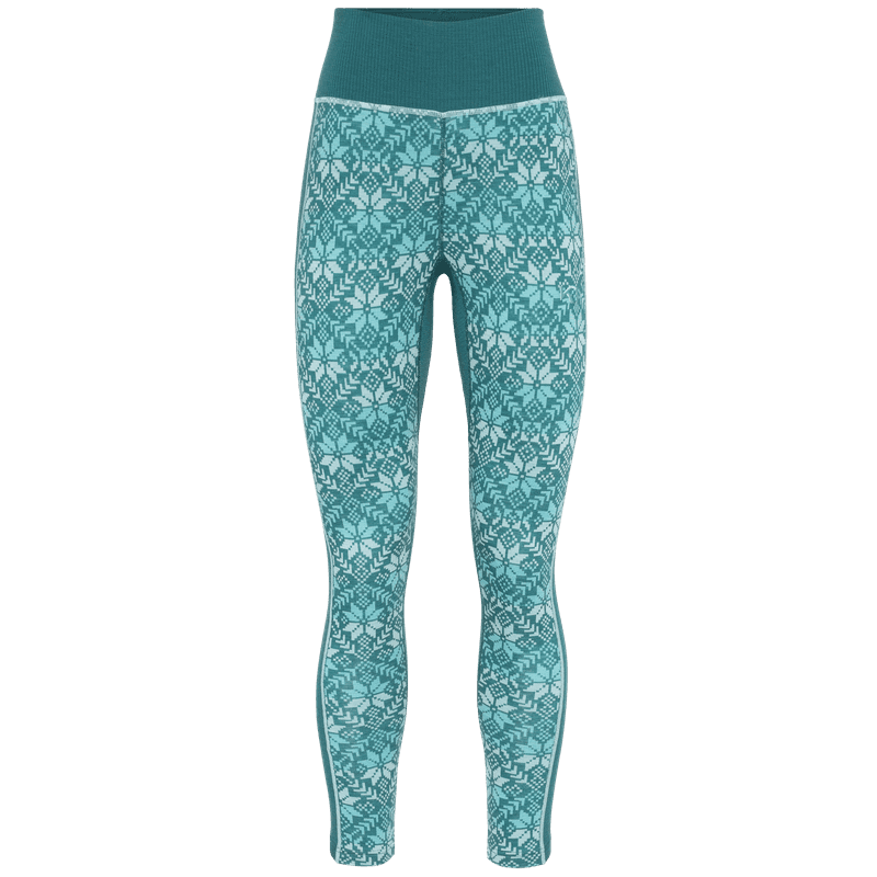 Teal Kari Traa Anna High Waist Base Layer Pants with a comfortable ribbed, elastic waistband.