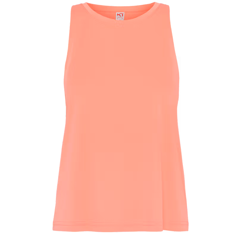 Kari Traa Una Tanktop in coral, a quick-drying workout top with a relaxed fit and classic round neck.