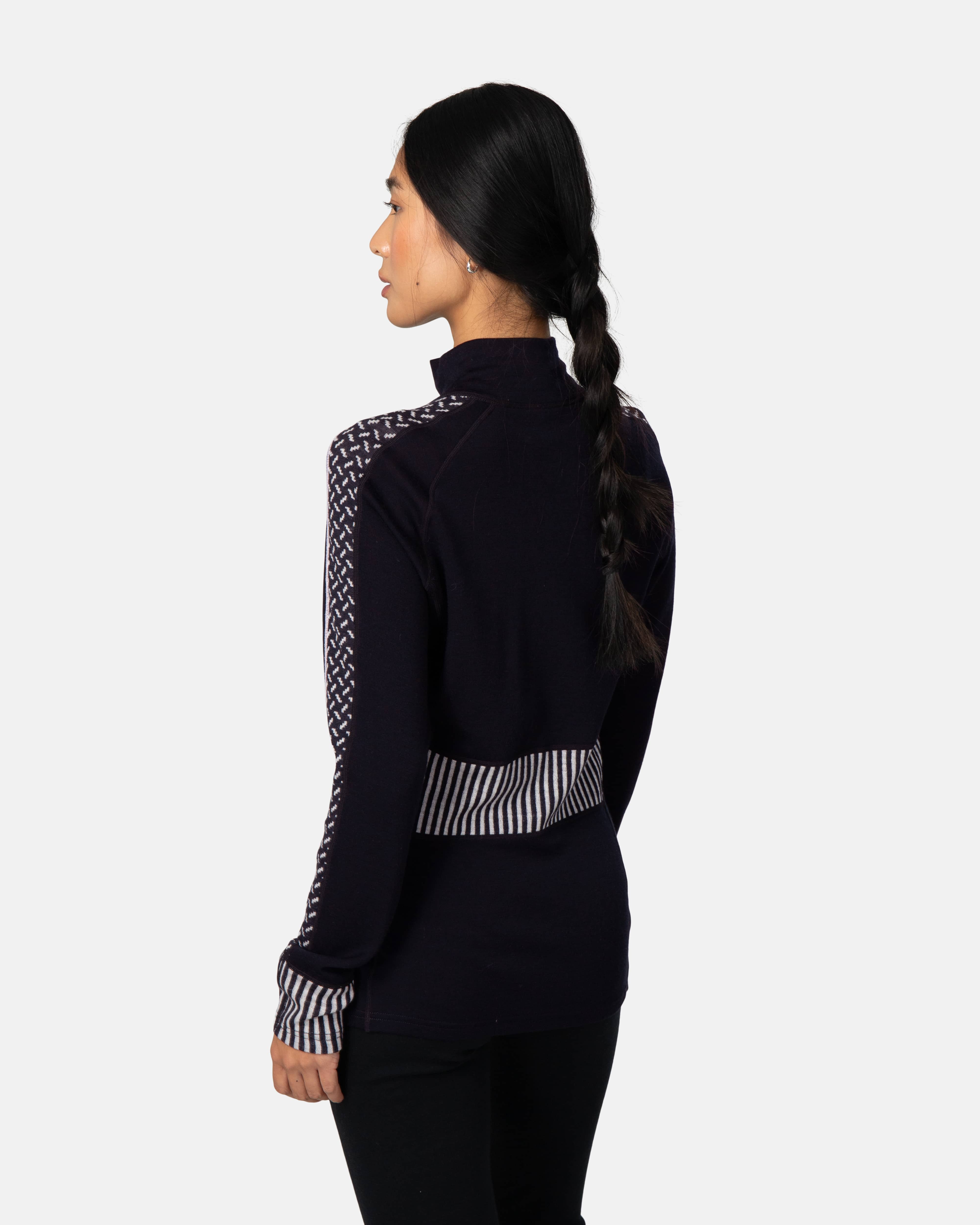 Ines Half Zip - 100% Merino Wool - Black