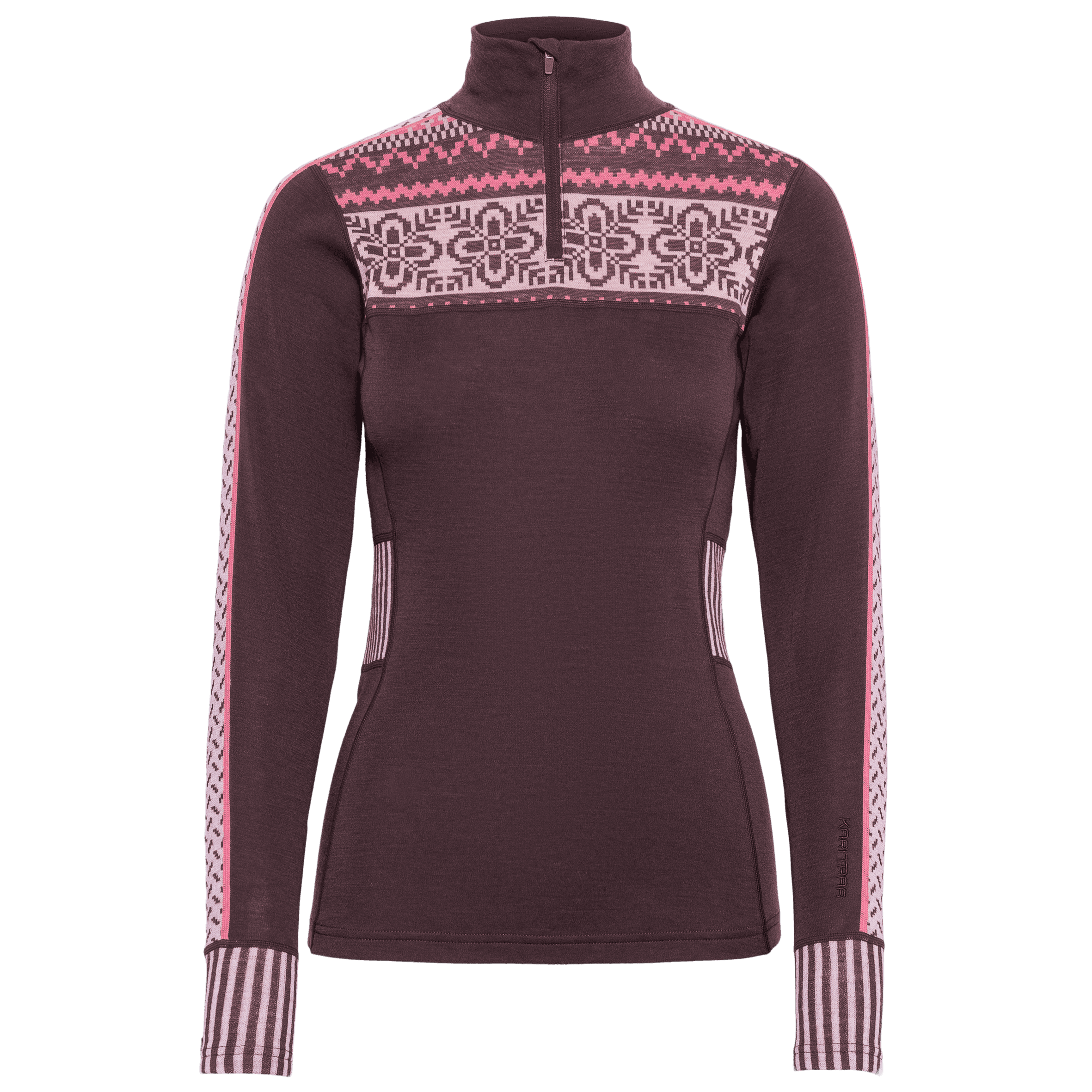 Ines Half Zip - 100% Merino Wool - COCOA POWDER