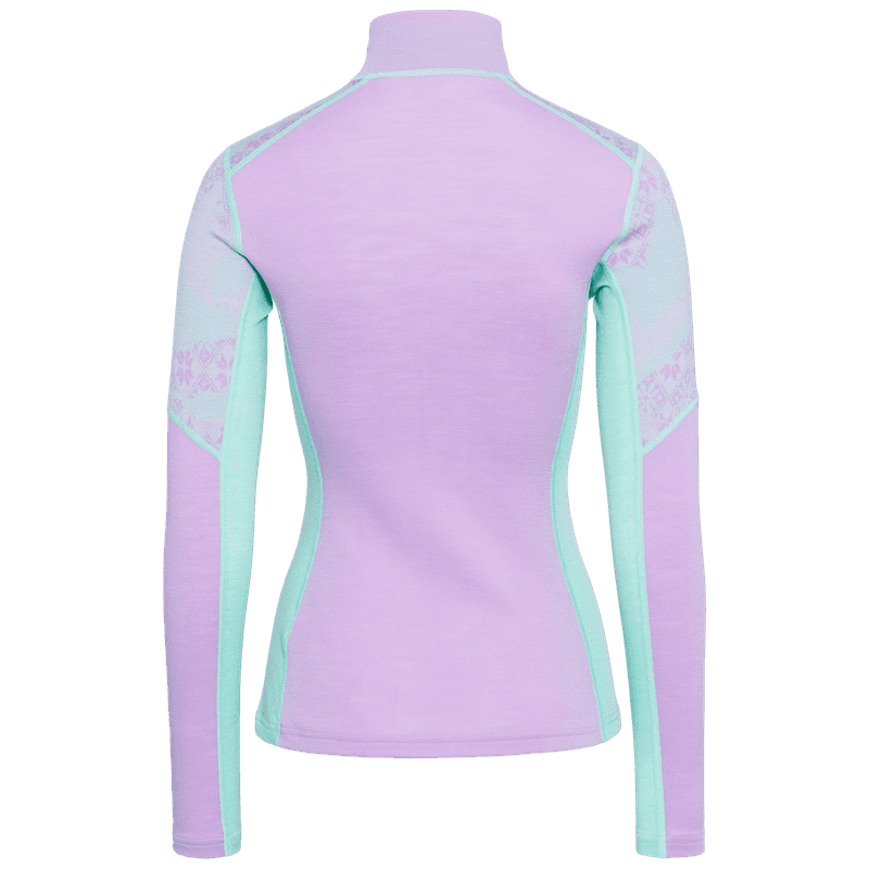 Back of the lavender Kari Traa Olea Half Zip, crafted from ethically sourced, RWS-certified merino wool.