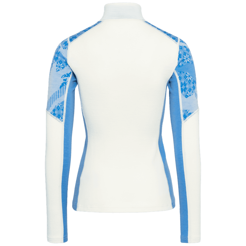 Back of the light blue Kari Traa Olea Half Zip, made from soft, 100% merino wool for supreme warmth.